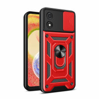Outdoor Panzer Hülle Motorola Moto E13 Handyhülle mit Kameraschutz Ringhalter Rot