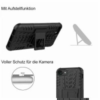 Handy Tasche für Apple iPhone Panzer Cover Case Schutz Hülle Etui Schale Bumper Apple iPhone SE 2020 Schwarz