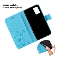 Handy Tasche für Samsung Galaxy A51 SM-A515 Hülle Case Buchhülle Klapphülle TPU Blume Blau