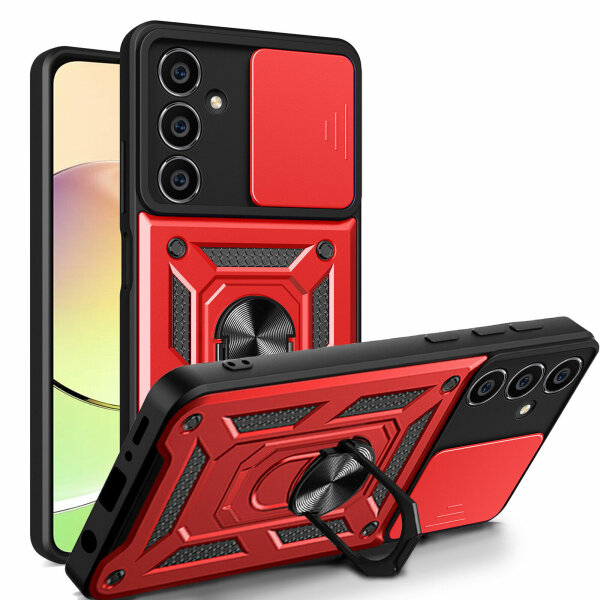 Outdoor Panzer Hülle für Samsung Galaxy S23 FE mit Kameraschutz Ringhalter Case Rot