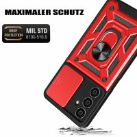 Outdoor Panzer Hülle für Samsung Galaxy S23 FE mit Kameraschutz Ringhalter Case Rot