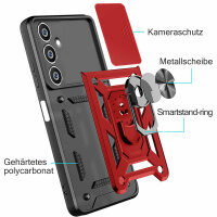 Outdoor Panzer Hülle für Samsung Galaxy S23 FE mit Kameraschutz Ringhalter Case Rot