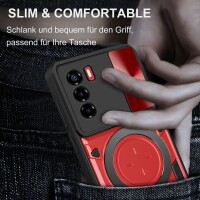 Outdoor Panzer Hülle für ZTE Handyhülle mit Slide Kameraschutz Ringhalter Bumper Blade V30 Vita Rot