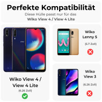 Wiko Handy Tasche Handyhülle Schutz Hülle Blumen Flip Cover Buch Case Etui Wiko View 4 / View 4 Lite Blau