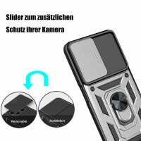 Panzer Hülle iPhone 15 /Pro /Pro Max/Plus Handyhülle mit Kameraschutz Ringhalter Silber iPhone 15 Pro Max