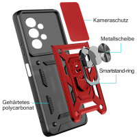 Outdoor Panzer Hülle für Samsung Galaxy A53 5G mit Kameraschutz Ringhalter  Rot