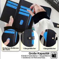 Handykette Samsung Hülle mit Band Handyhülle Kartenfächer PU Leder Umhängetasche Galaxy A54 Schwarz