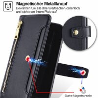 Handykette Samsung Hülle mit Band Handyhülle Kartenfächer PU Leder Umhängetasche Galaxy A54 Schwarz