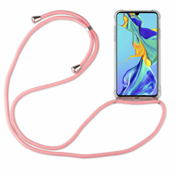 Handy Hülle mit Band Schutzhülle Handykette Seil Silikon Handy Tasche mit Schnur Huawei Mate 20 Rosa