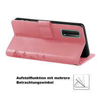 Huawei Hülle Handy Tasche Handyhülle Wallet Case Schutzhülle Blumen Mappe Etui  Huawei P-Smart 2021 Rosegold