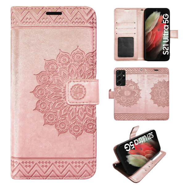 Handyhülle für Samsung Galaxy S21 Ultra 5G Hülle Handy Tasche Flip Case Etui TPU