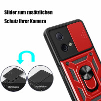 Outdoor Panzer Hülle Motorola Moto G84 Handyhülle mit Kameraschutz Ringhalter Rot