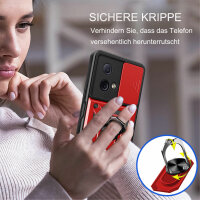 Outdoor Panzer Hülle Motorola Moto G84 Handyhülle mit Kameraschutz Ringhalter Rot