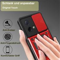 Outdoor Panzer Hülle Motorola Moto G84 Handyhülle mit Kameraschutz Ringhalter Rot