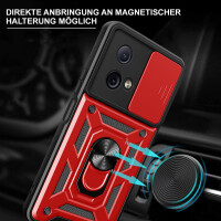 Outdoor Panzer Hülle Motorola Moto G84 Handyhülle mit Kameraschutz Ringhalter Rot