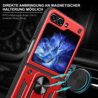 Outdoor Panzer Hülle für Samsung Galaxy Z Flip 5 mit Kameraschutz Ringhalter  Rot