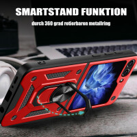 Outdoor Panzer Hülle für Samsung Galaxy Z Flip 5 mit Kameraschutz Ringhalter  Rot