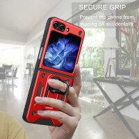 Outdoor Panzer Hülle für Samsung Galaxy Z Flip 5 mit Kameraschutz Ringhalter  Rot