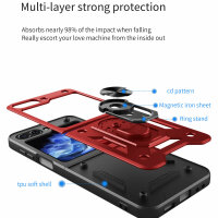 Outdoor Panzer Hülle für Samsung Galaxy Z Flip 5 mit Kameraschutz Ringhalter  Rot
