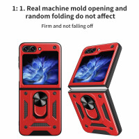 Outdoor Panzer Hülle für Samsung Galaxy Z Flip 5 mit Kameraschutz Ringhalter  Rot