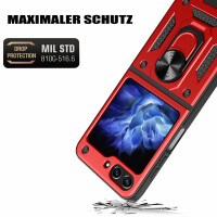 Outdoor Panzer Hülle für Samsung Galaxy Z Flip 5 mit Kameraschutz Ringhalter  Rot