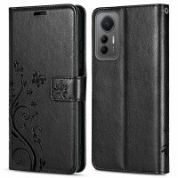 Hülle Xiaomi 12 Lite, Handy Tasche Handyhülle Schutzhülle Wallet Case Klapphülle Schwarz