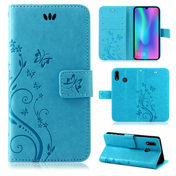 Huawei P-Smart 2019 Handy Tasche Handyhülle Wallet Schutz Hülle Blumen Cover Neu