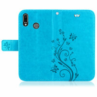 Huawei P-Smart 2019 Handy Tasche Handyhülle Wallet Schutz Hülle Blumen Cover Neu
