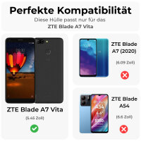 ZTE Blade A7 Vita Hülle Handy Tasche Case Schutz Schale Etui Wallet Buchhülle TP Blume Schwarz