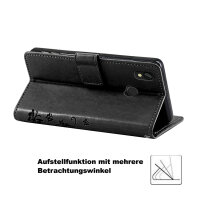 ZTE Blade A7 Vita Hülle Handy Tasche Case Schutz Schale Etui Wallet Buchhülle TP Blume Schwarz