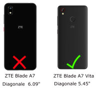 ZTE Blade A7 Vita Hülle Handy Tasche Case Schutz Schale Etui Wallet Buchhülle TP Blume Schwarz