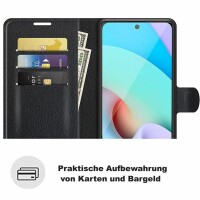 Xiaomi, Handy Tasche Handyhülle Schutzhülle Hülle Flipcase Klapphülle Etui Case Xiaomi Redmi 10 Schwarz