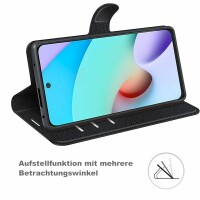 Xiaomi, Handy Tasche Handyhülle Schutzhülle Hülle Flipcase Klapphülle Etui Case Xiaomi Redmi 10 Schwarz