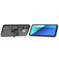 Hülle Xiaomi Redmi Note 13 4G Handyhülle Drehbar Ringhalter Magnet Bumper Case Schwarz