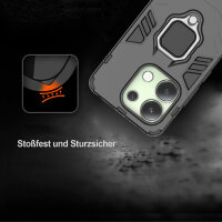 Hülle Xiaomi Redmi Note 13 4G Handyhülle Drehbar Ringhalter Magnet Bumper Case Schwarz