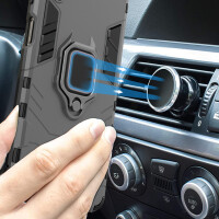 Hülle Xiaomi Redmi Note 13 4G Handyhülle Drehbar Ringhalter Magnet Bumper Case Schwarz