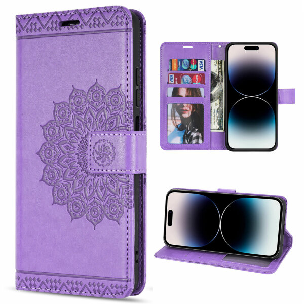 Handyhülle für Apple iPhone 14 Pro Max – Mandala Case Lila