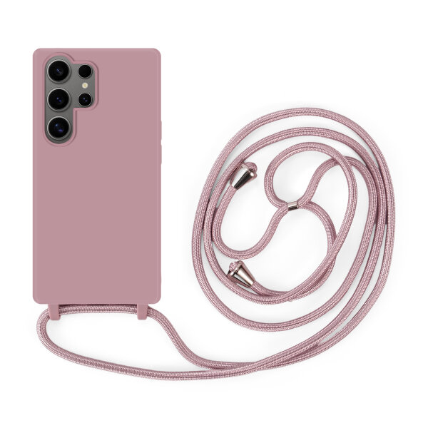Handykette für Samsung Hanyhülle mit Band Hülle mit Kodel Smartphone Halskette Galaxy S24 Ultra Rosa