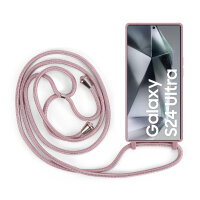 Handykette für Samsung Hanyhülle mit Band Hülle mit Kodel Smartphone Halskette Galaxy S24 Ultra Rosa