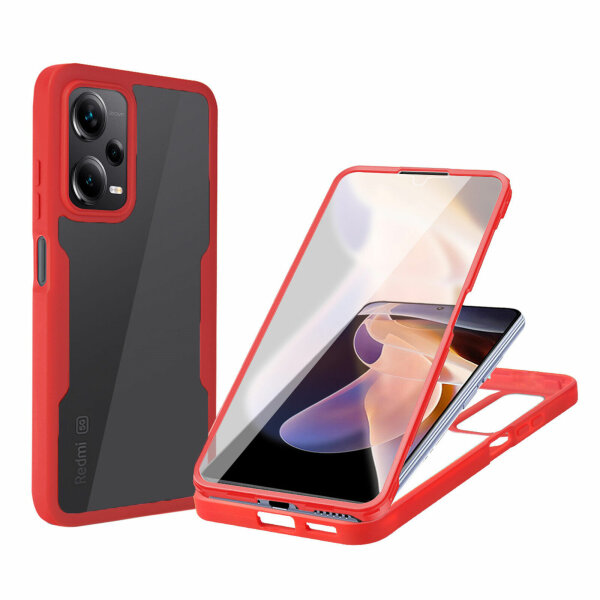 360°Grad Hülle Xiaomi Redmi Note 12 Pro /Poco X5 Pro Handyhülle mit Displayschut Rot