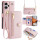 Handykette Xiaomi Hülle mit Band Handyhülle Kartenfächer PU Leder Umhängetasche Redmi Note 13 Pro+ 5G Rosa