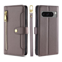 Handykette Google Hülle mit Band Handyhülle Kartenfächer PU Leder Umhängetasche Pixel 8 Pro Grau