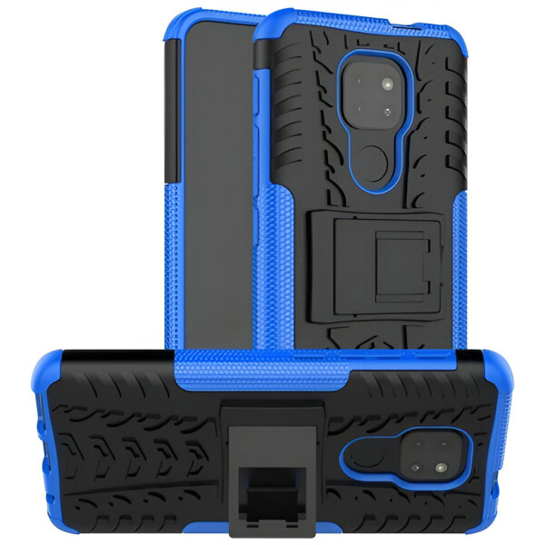 Handy Tasche Lenovo Motorola Panzer Hülle Hybrid Case Cover Schutzhülle Bumper Motorola Moto G9 Play Blau