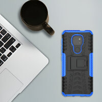 Handy Tasche Lenovo Motorola Panzer Hülle Hybrid Case Cover Schutzhülle Bumper Motorola Moto G9 Play Blau