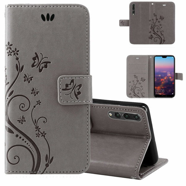 Huawei P20 Pro Handy Tasche Handyhülle Wallet Schutz Hülle Blumen Flip Cover