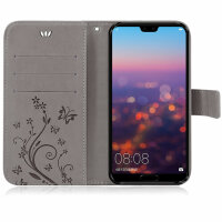 Huawei P20 Pro Handy Tasche Handyhülle Wallet Schutz Hülle Blumen Flip Cover