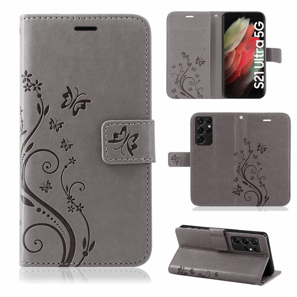Handyhülle für Samsung Galaxy S21 Ultra 5G Hülle Handy Tasche Flip Case Etui TPU