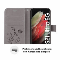 Handyhülle für Samsung Galaxy S21 Ultra 5G Hülle Handy Tasche Flip Case Etui TPU
