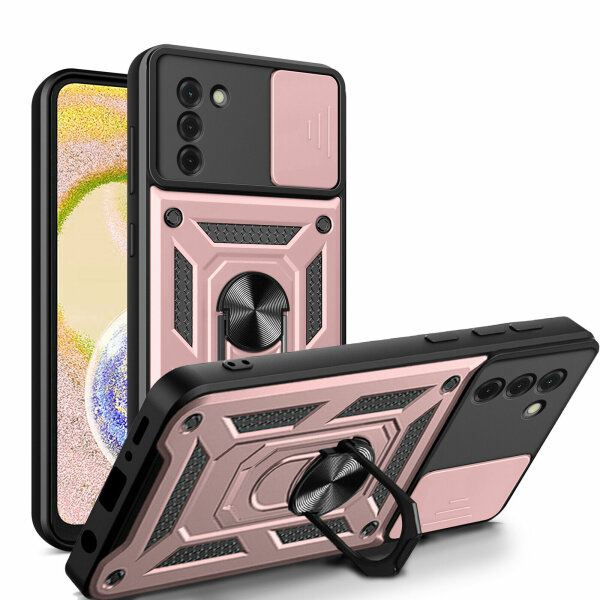 Outdoor Panzer Hülle Nokia G22 Handyhülle mit Slide Kameraschutz Ringhalter Rosegold
