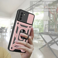 Outdoor Panzer Hülle Nokia G22 Handyhülle mit Slide Kameraschutz Ringhalter Rosegold